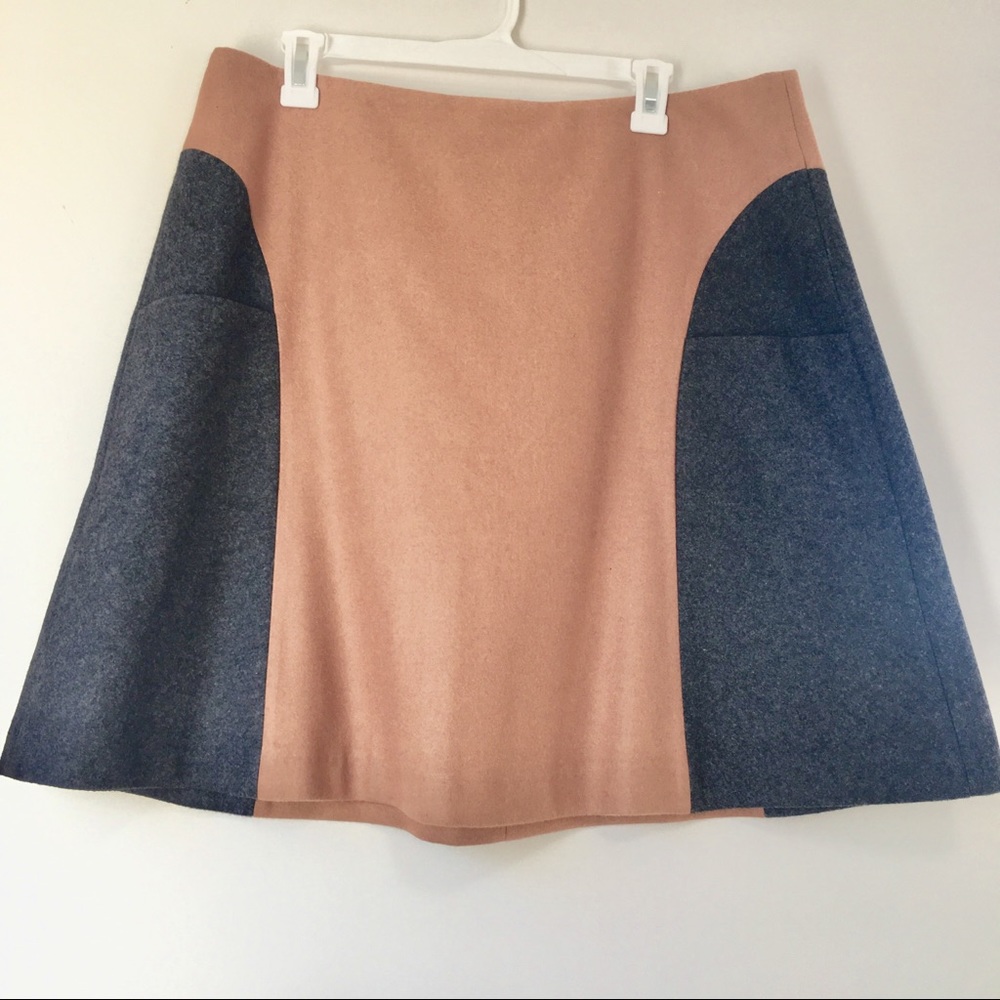 Boden Colorblock Freya Grey and Camel A-line Skirt